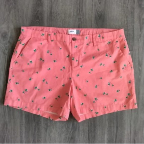 Old Navy - Mid-Rise Everyday Walking Shorts 5" | Size 4 | Coral & Palm Trees - Picture 5 of 16